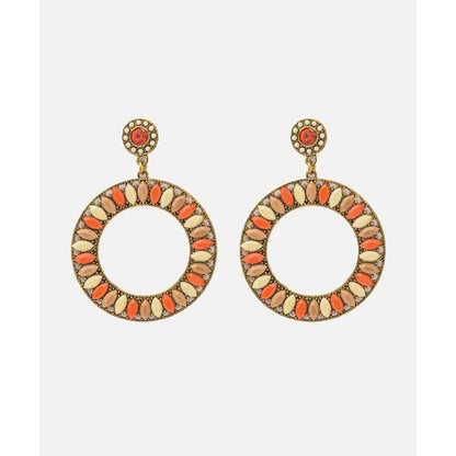 VIVINIA By Vidhi Mehra Florence Gold Plated Orange Womens Drop Earrings