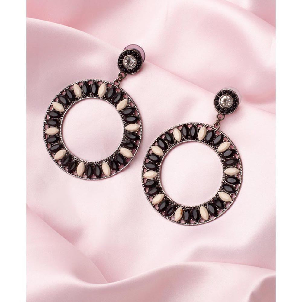 VIVINIA By Vidhi Mehra Florence Silver Plated Black Womens Dangle Earrings