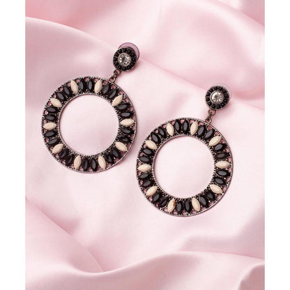 VIVINIA By Vidhi Mehra Florence Silver Plated Black Womens Dangle Earrings