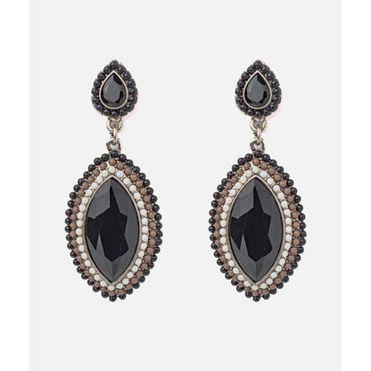 VIVINIA By Vidhi Mehra Florence Silver Plated Black Womens Drop Earrings