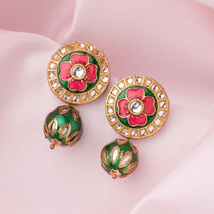 VIVINIA By Vidhi Mehra Saadgi Gold Plated Green Womens Drop Earrings