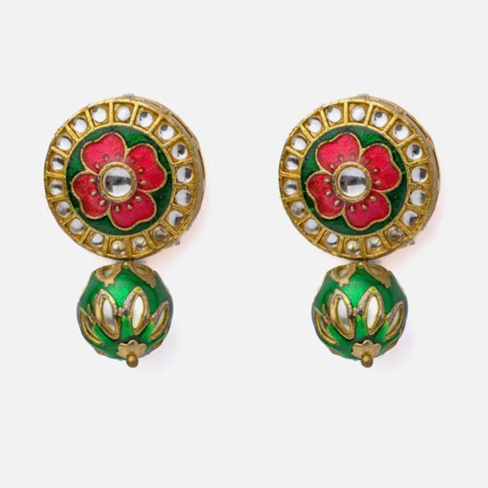 VIVINIA By Vidhi Mehra Saadgi Gold Plated Green Womens Drop Earrings