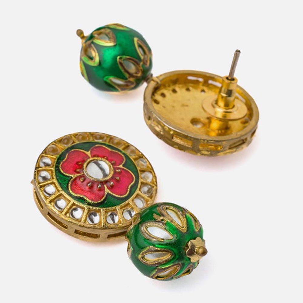 VIVINIA By Vidhi Mehra Saadgi Gold Plated Green Womens Drop Earrings