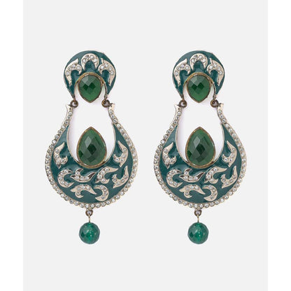 VIVINIA By Vidhi Mehra Florence Silver Plated Green Womens Dangle Earrings