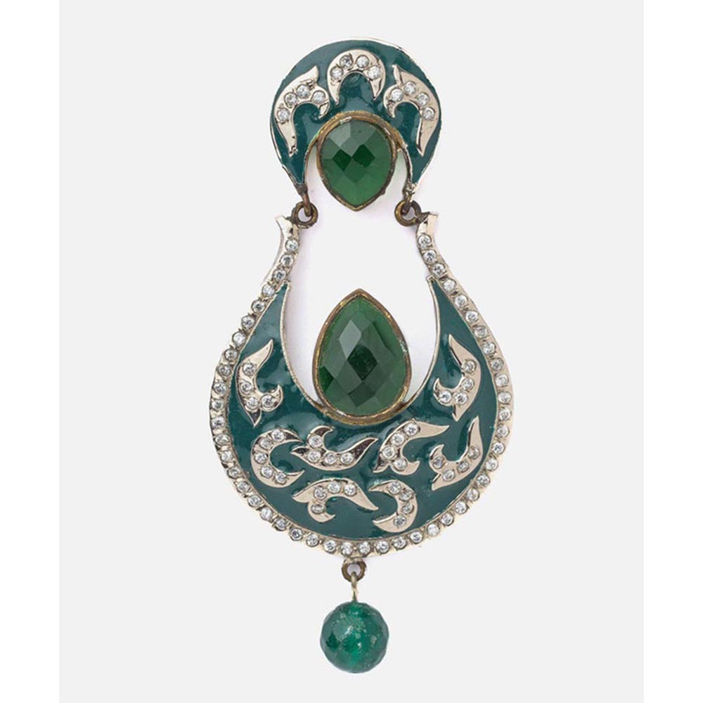 VIVINIA By Vidhi Mehra Florence Silver Plated Green Womens Dangle Earrings