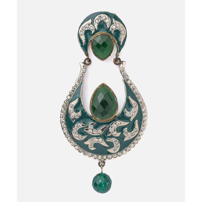 VIVINIA By Vidhi Mehra Florence Silver Plated Green Womens Dangle Earrings