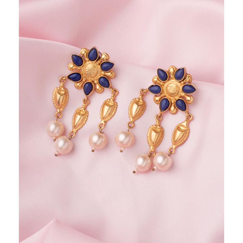 VIVINIA By Vidhi Mehra Florence Gold Plated Blue Womens Dangle Earrings