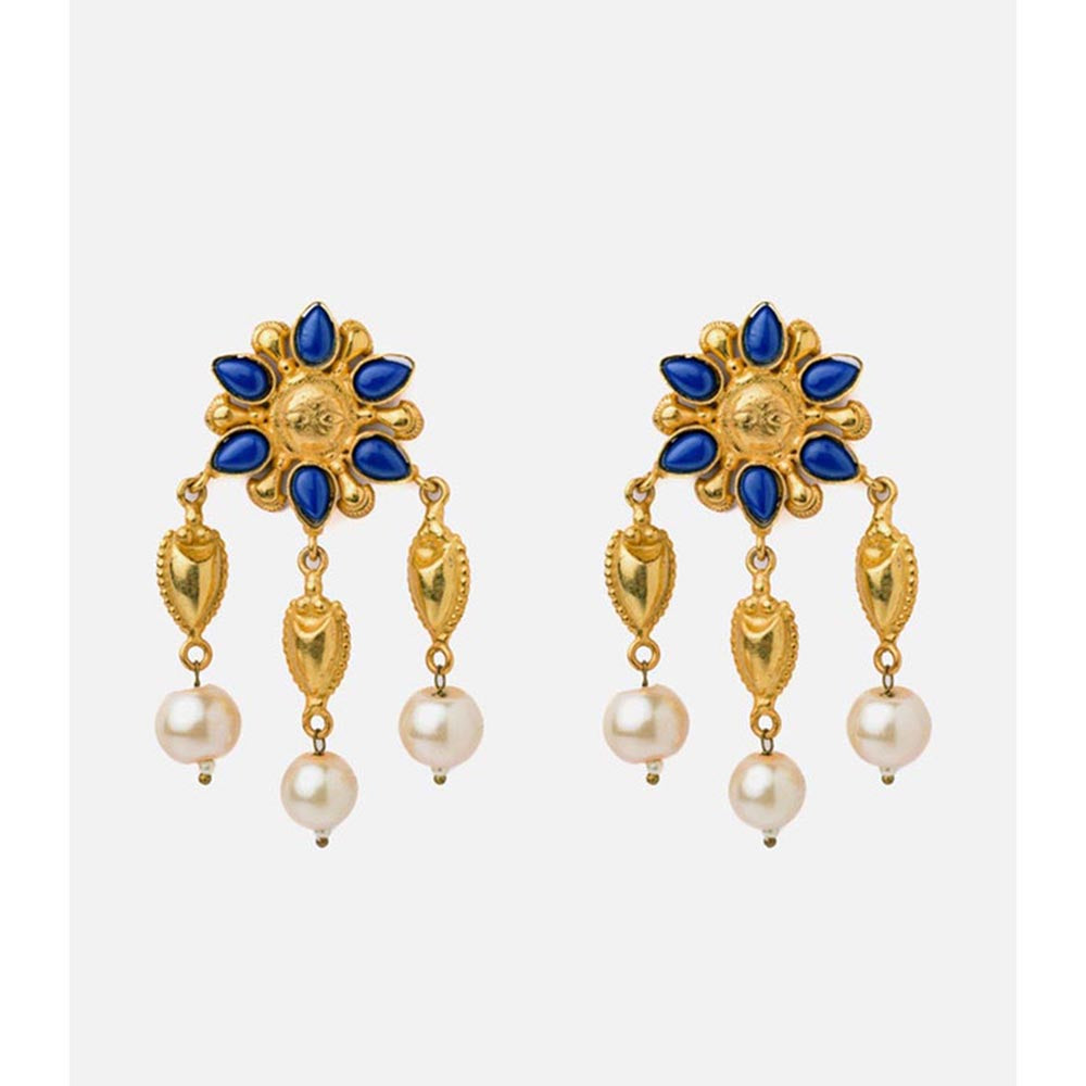 VIVINIA By Vidhi Mehra Florence Gold Plated Blue Womens Dangle Earrings