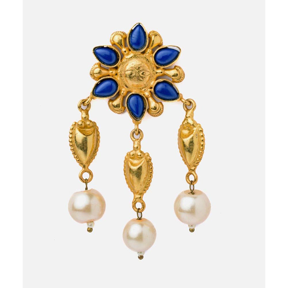 VIVINIA By Vidhi Mehra Florence Gold Plated Blue Womens Dangle Earrings