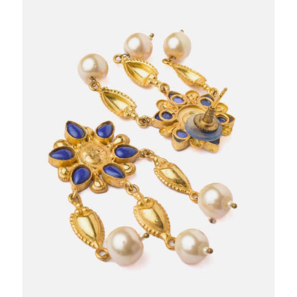 VIVINIA By Vidhi Mehra Florence Gold Plated Blue Womens Dangle Earrings