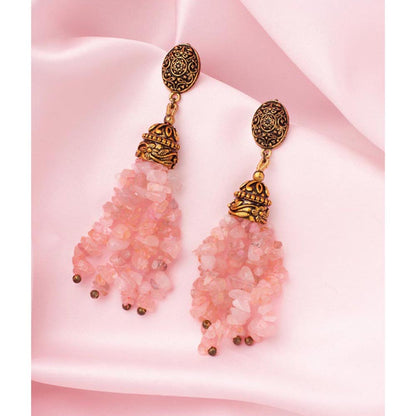 VIVINIA By Vidhi Mehra Florence Gold Plated Pink Womens Dangle Earrings