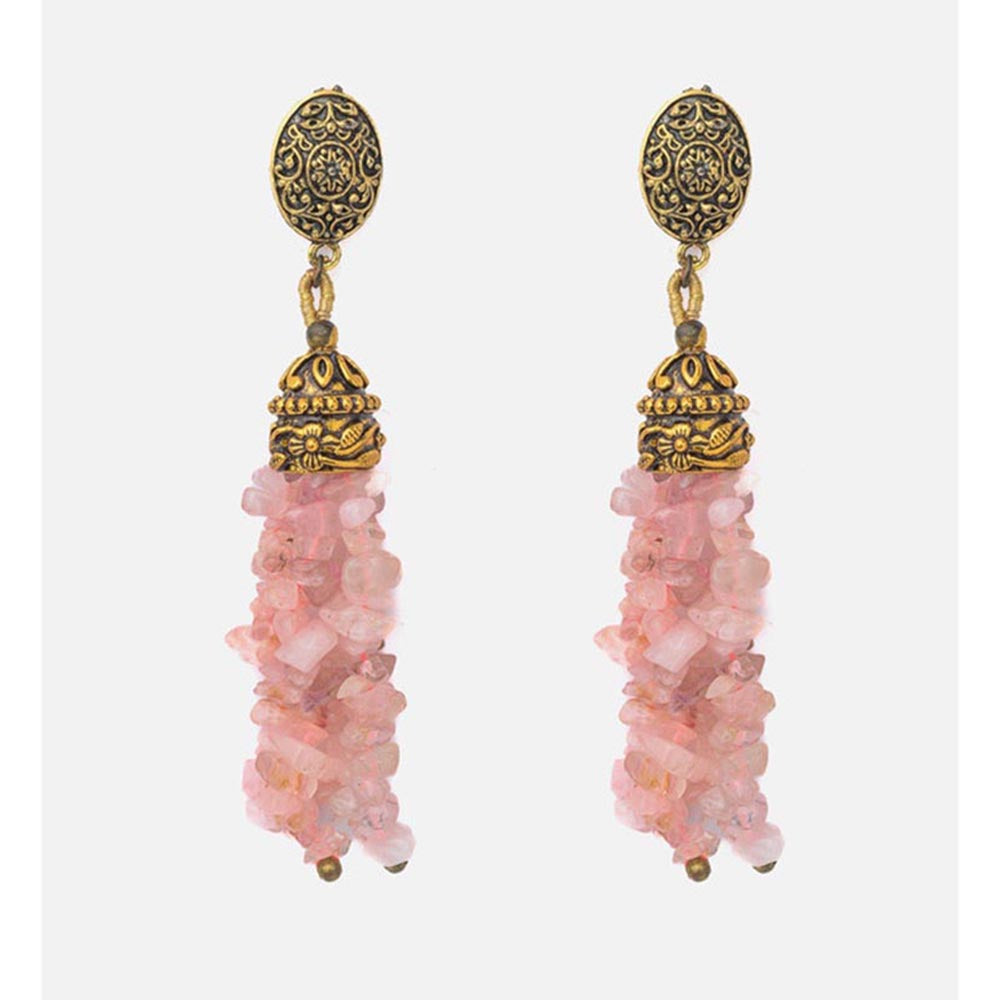 VIVINIA By Vidhi Mehra Florence Gold Plated Pink Womens Dangle Earrings