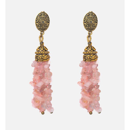 VIVINIA By Vidhi Mehra Florence Gold Plated Pink Womens Dangle Earrings