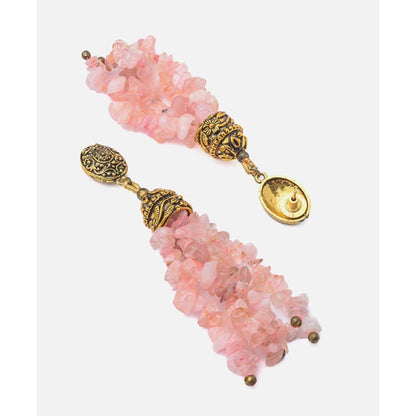 VIVINIA By Vidhi Mehra Florence Gold Plated Pink Womens Dangle Earrings