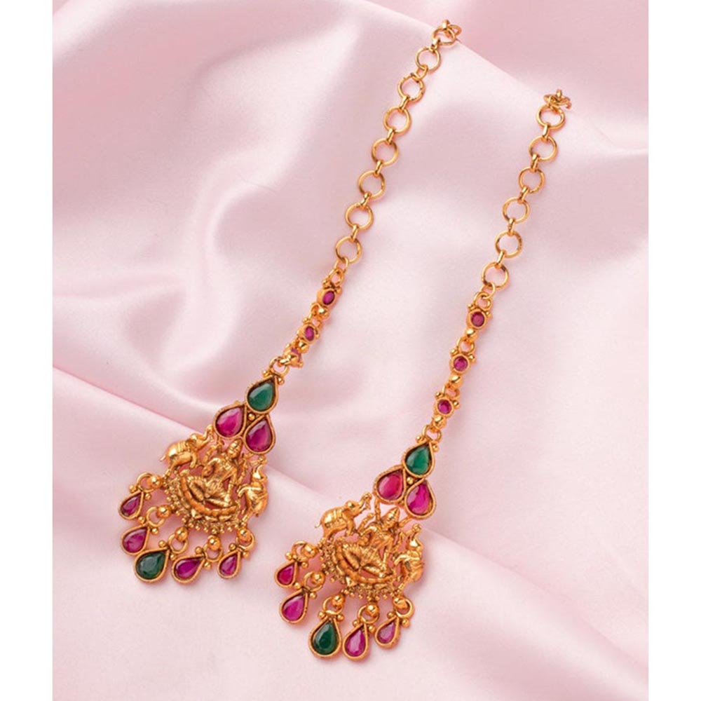 VIVINIA By Vidhi Mehra Saadgi Gold Plated Red Womens Dangle Earrings