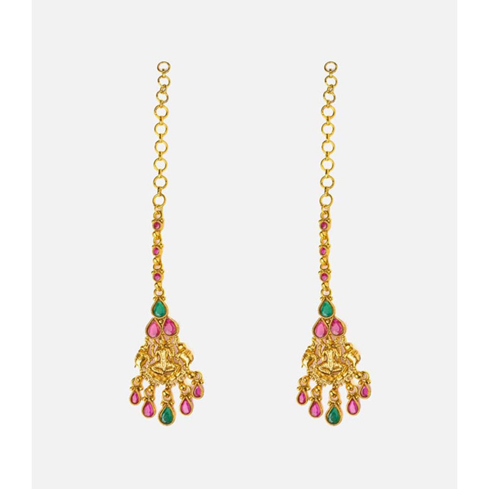 VIVINIA By Vidhi Mehra Saadgi Gold Plated Red Womens Dangle Earrings