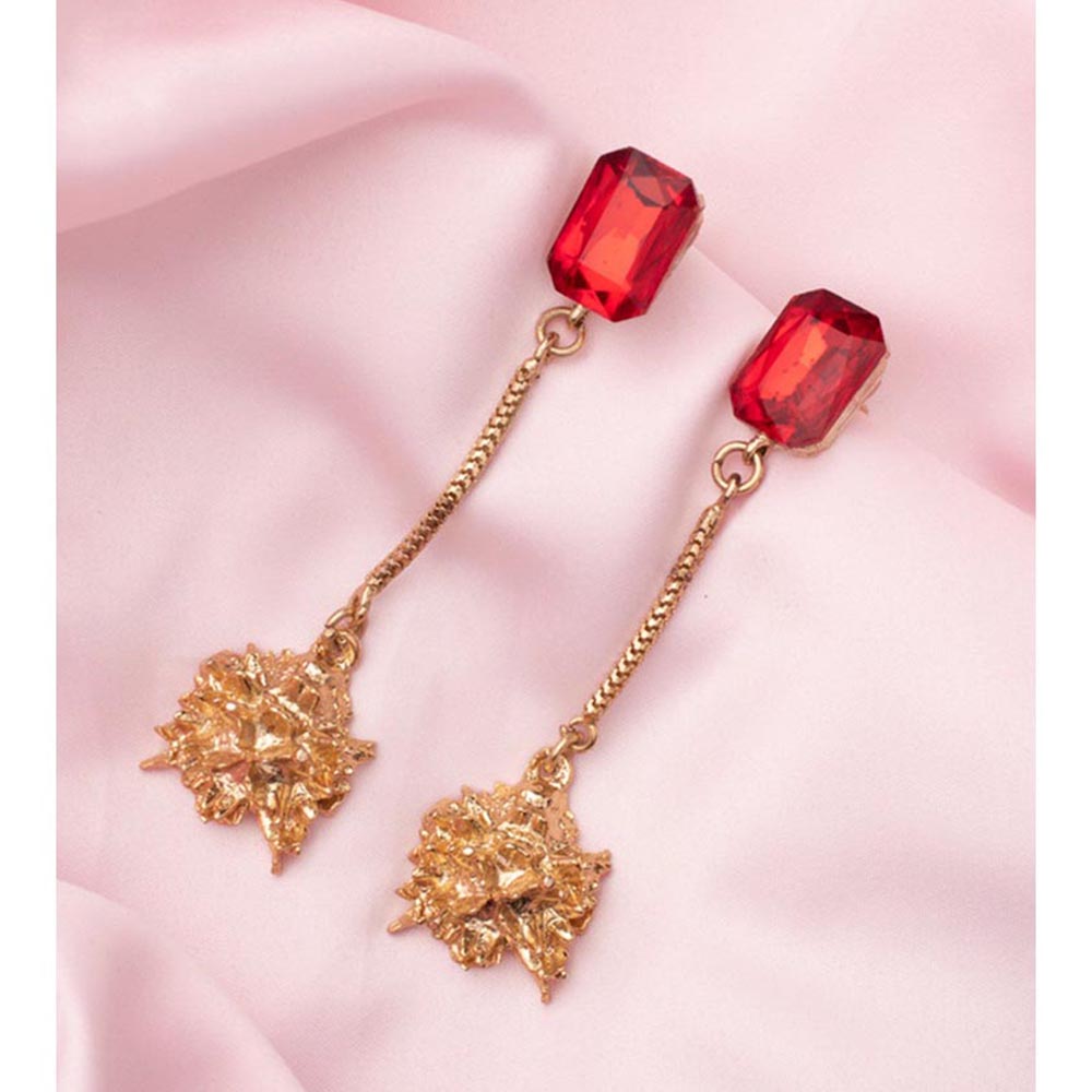 VIVINIA By Vidhi Mehra Florence Gold Plated Red Womens Drop Earrings