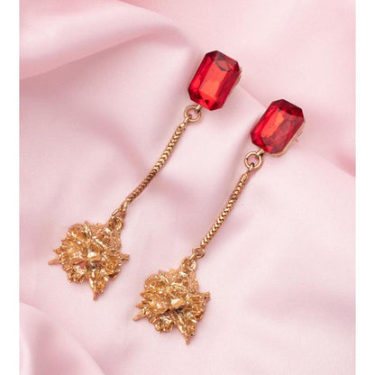 VIVINIA By Vidhi Mehra Florence Gold Plated Red Womens Drop Earrings