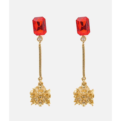 VIVINIA By Vidhi Mehra Florence Gold Plated Red Womens Drop Earrings