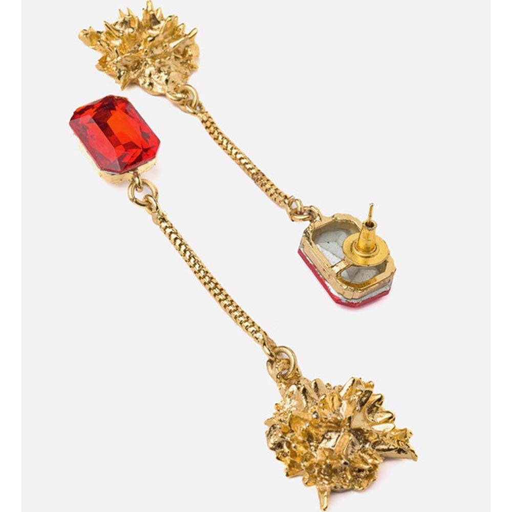 VIVINIA By Vidhi Mehra Florence Gold Plated Red Womens Drop Earrings