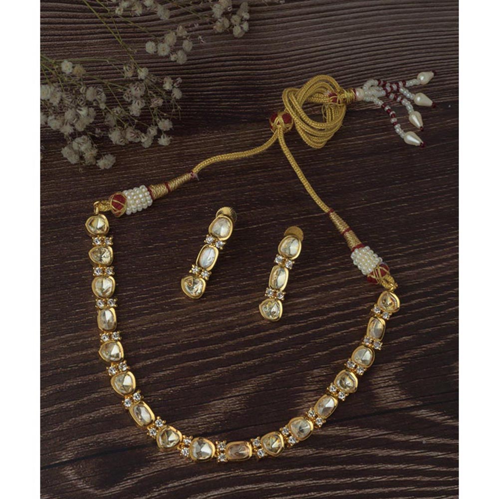 VIVINIA By Vidhi Mehra Gold Plated Womens Short Necklace Set With Earrings
