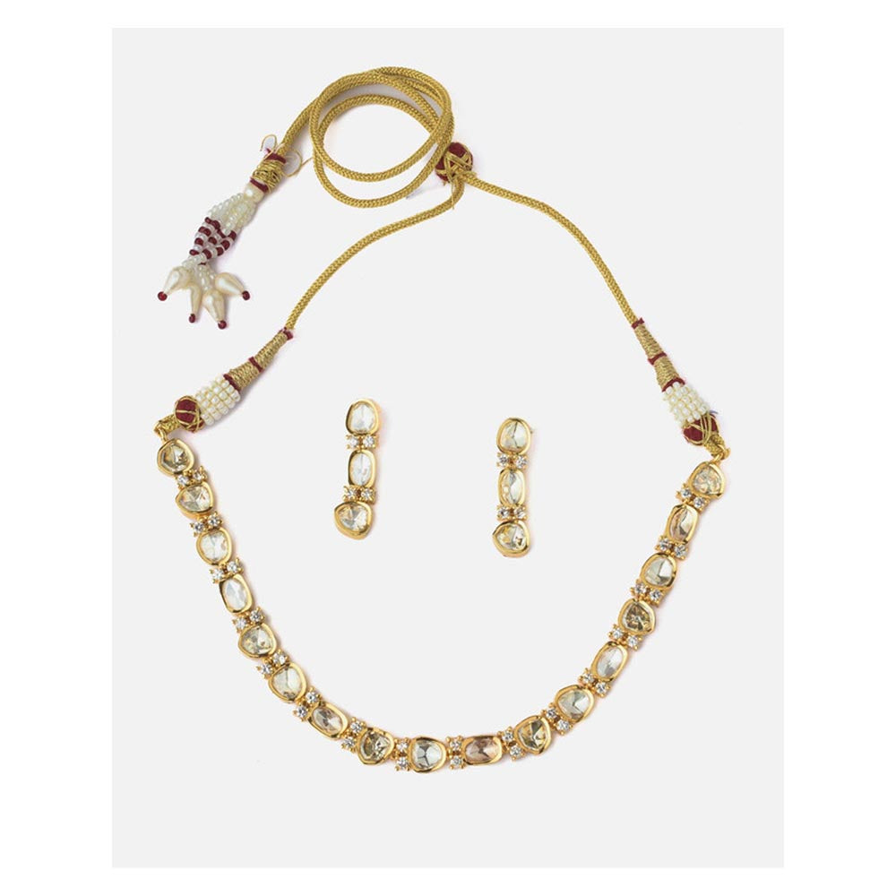 VIVINIA By Vidhi Mehra Gold Plated Womens Short Necklace Set With Earrings