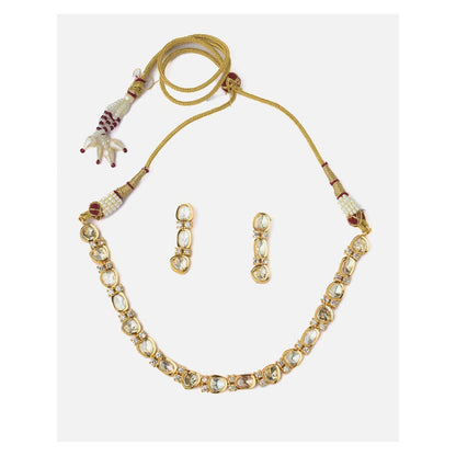 VIVINIA By Vidhi Mehra Gold Plated Womens Short Necklace Set With Earrings
