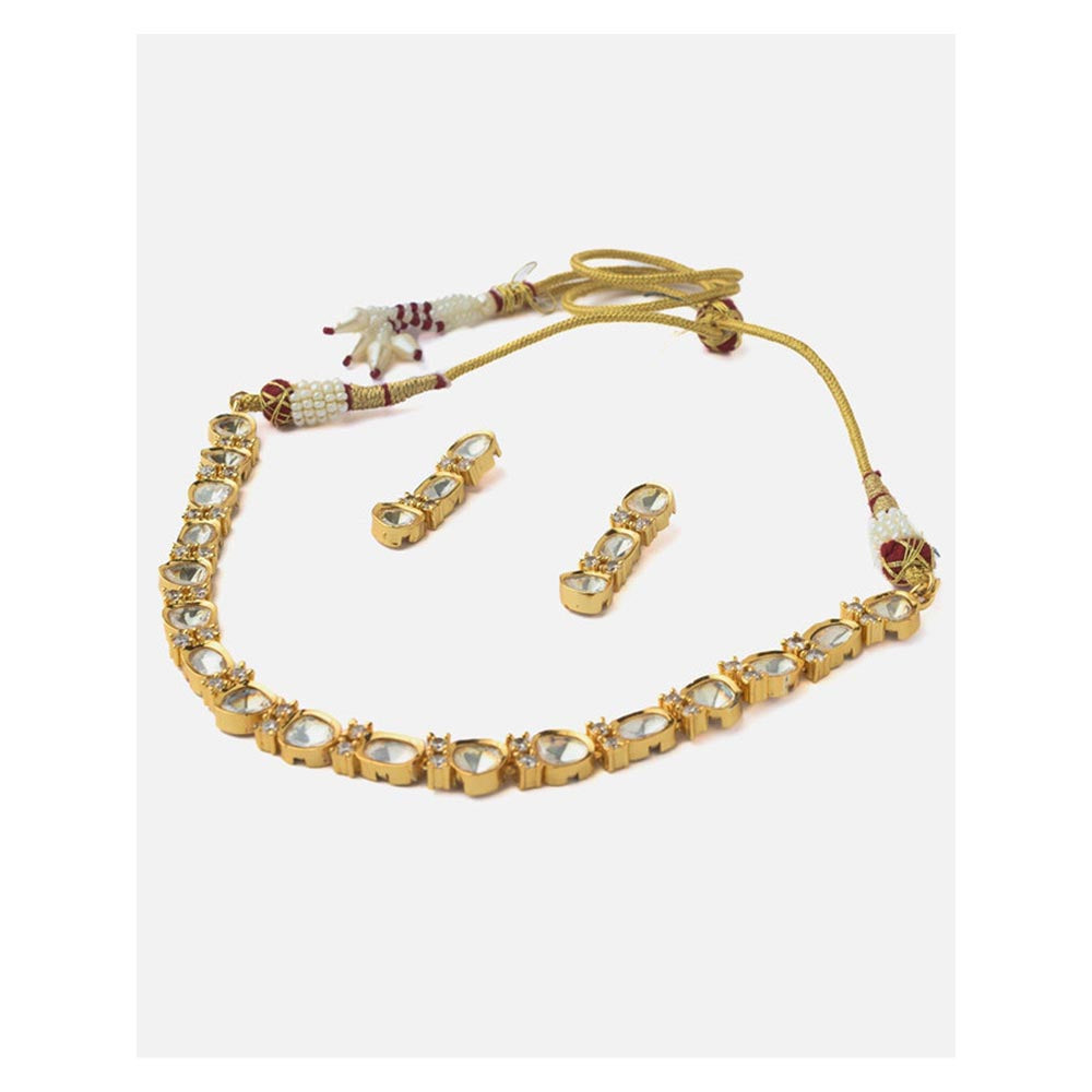 VIVINIA By Vidhi Mehra Gold Plated Womens Short Necklace Set With Earrings