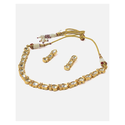 VIVINIA By Vidhi Mehra Gold Plated Womens Short Necklace Set With Earrings