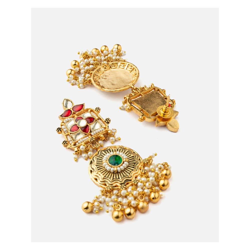 VIVINIA By Vidhi Mehra Gold Plated Green Womens Kundan Polki Necklace Set With Earrings