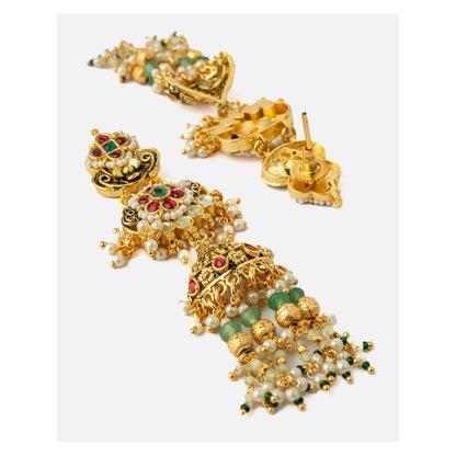 VIVINIA By Vidhi Mehra Gold Plated Multicolored Womens Kundan Polki Necklace Set With Earrings