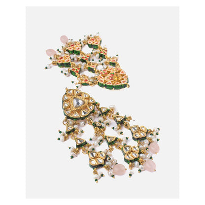 VIVINIA By Vidhi Mehra Saadgi Gold Plated Green Womens Choker Necklace Set With Earrings