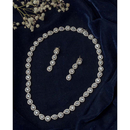 VIVINIA By Vidhi Mehra Silver Plated Womens Short Necklace Set With Earrings