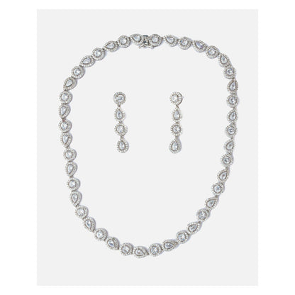 VIVINIA By Vidhi Mehra Silver Plated Womens Short Necklace Set With Earrings