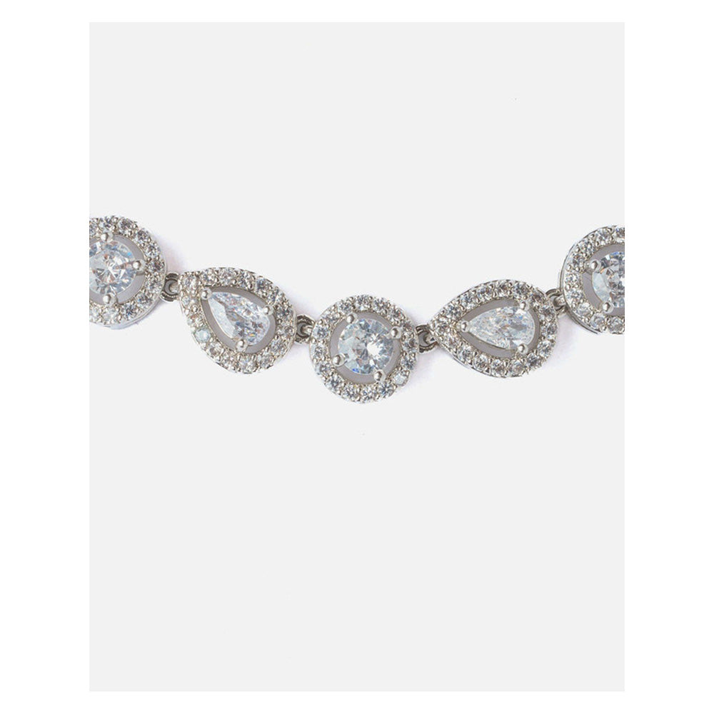 VIVINIA By Vidhi Mehra Silver Plated Womens Short Necklace Set With Earrings