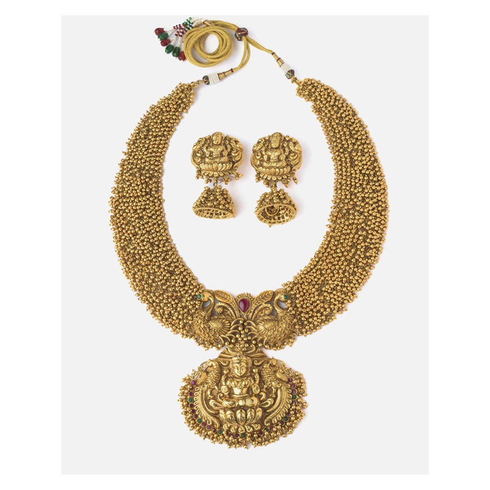 VIVINIA By Vidhi Mehra Gold Plated Womens Short Necklace Set With Earrings