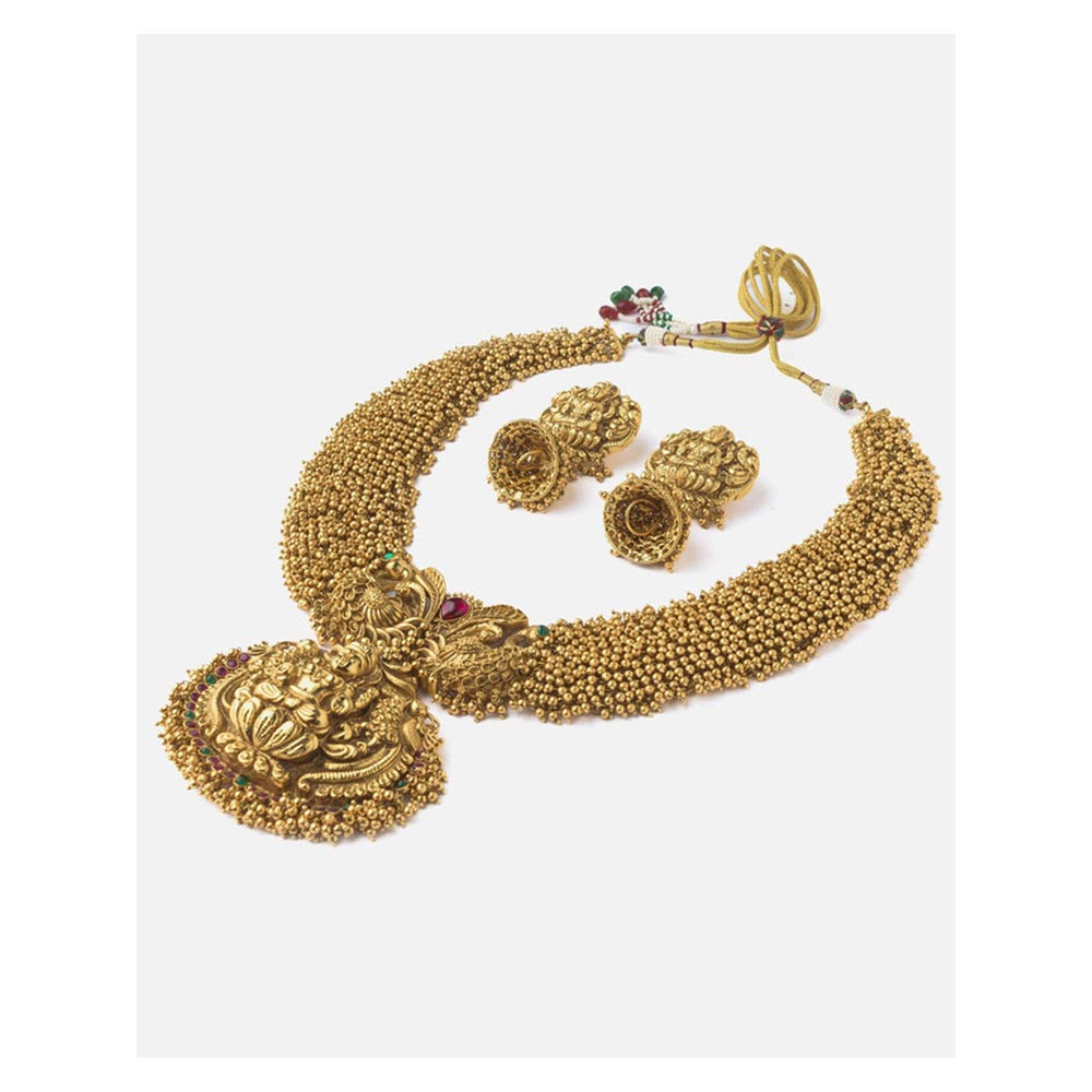 VIVINIA By Vidhi Mehra Gold Plated Womens Short Necklace Set With Earrings