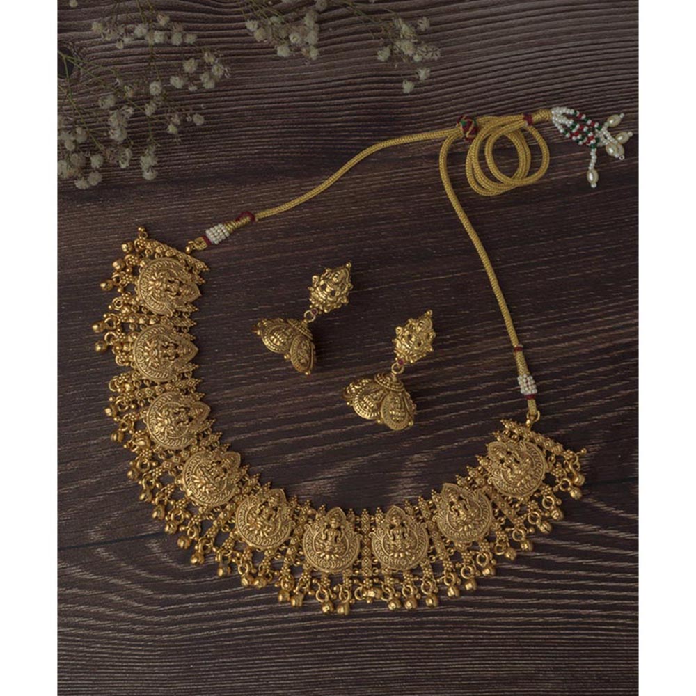 VIVINIA By Vidhi Mehra Gold Plated Womens Choker Necklace Set With Earrings