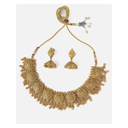 VIVINIA By Vidhi Mehra Gold Plated Womens Choker Necklace Set With Earrings