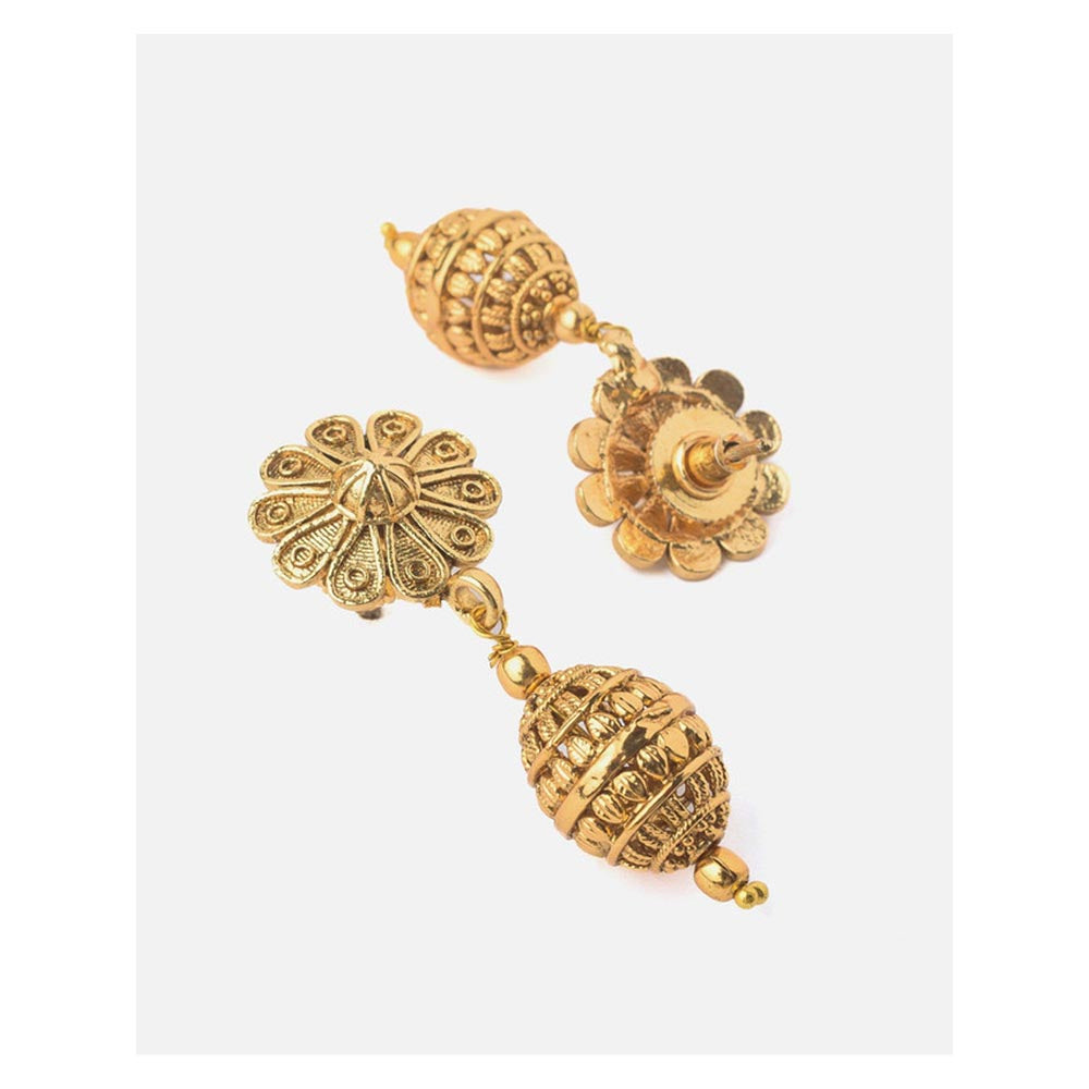 VIVINIA By Vidhi Mehra Gold Plated Womens Temple Long Necklace Set With Earrings