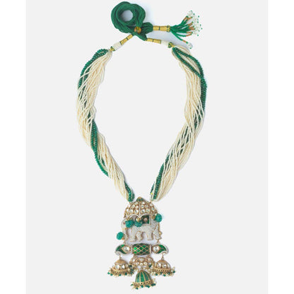 VIVINIA By Vidhi Mehra Gold Plated Green And White Womens Beads Long Necklace