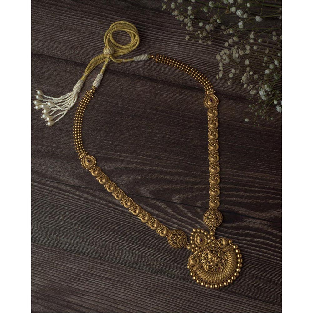 VIVINIA By Vidhi Mehra Gold Plated Red Womens Temple Long Necklace
