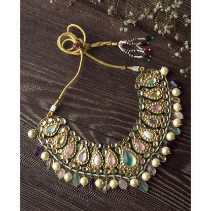 VIVINIA By Vidhi Mehra Gold Plated Multicolored Womens Kundan Choker Necklace