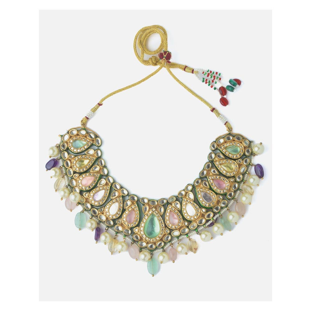 VIVINIA By Vidhi Mehra Gold Plated Multicolored Womens Kundan Choker Necklace