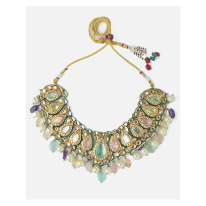VIVINIA By Vidhi Mehra Gold Plated Multicolored Womens Kundan Choker Necklace