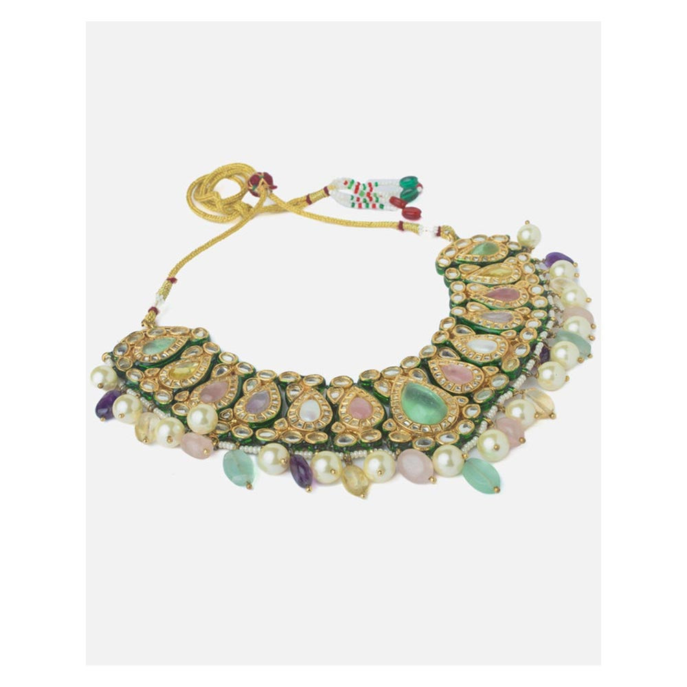 VIVINIA By Vidhi Mehra Gold Plated Multicolored Womens Kundan Choker Necklace