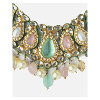VIVINIA By Vidhi Mehra Gold Plated Multicolored Womens Kundan Choker Necklace