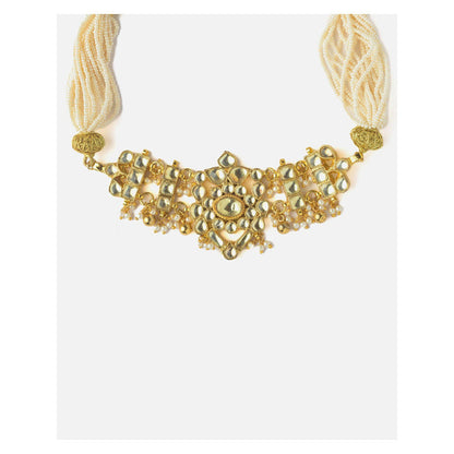 VIVINIA By Vidhi Mehra Gold Plated White Womens Kundan Choker Necklace