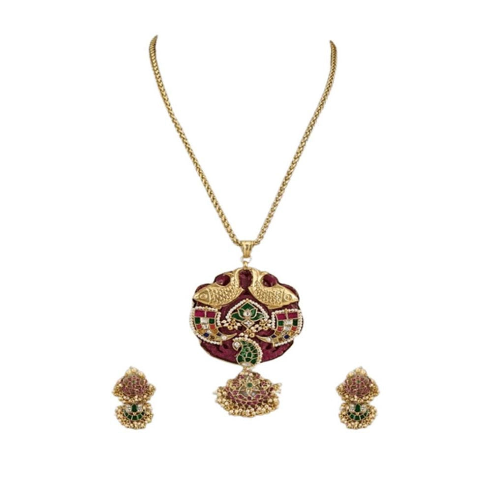 VIVINIA By Vidhi Mehra Morpankh Gold Plated Multi Womens Synthetic Stone Necklace Sets