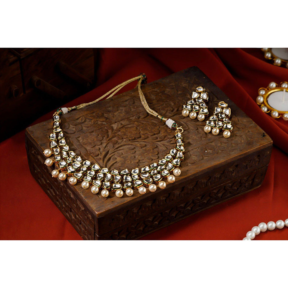 VIVINIA By Vidhi Mehra Aatman Gold Plated Womens Kundan Polki Necklace Set With Earrings